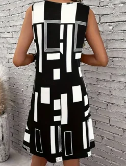 Online Women's Mini Dress A Line Dress Summer Dress Off The Shoulder Dress Vacation Casual Daily Loose Fit Graphic Geometric Sleeveless U Neck Summer Women Sundresses