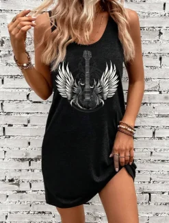 Clearance Women's Mini Dress A Line Dress Summer Dress Off The Shoulder Dress Vacation Casual Daily Loose Fit Graphic Sleeveless U Neck Summer Women Vacation Dresses