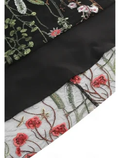 Women's Mini Dress A Line Dress Tulle Dress Elegant Party Cocktail Outdoor Party Wedding Guest Regular Fit Floral Short Sleeve Crew Neck Black White Red Blue Summer Women Cocktail Dress