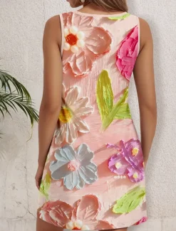 Online Women's Mini Dress A Line Dress Summer Dress Off The Shoulder Dress Casual Semi Formal Daily Date Loose Fit Floral Graphic Sleeveless U Neck Summer Women Sundresses|Casual Dress