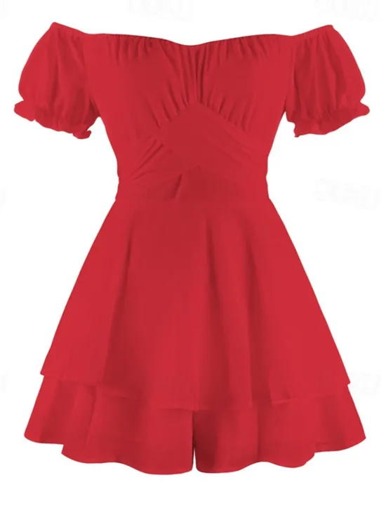 Clearance Women's Mini Dress A Line Dress Summer Dress Stylish Sexy Flared Sleeve Vacation Daily Date Regular Fit Plain Sleeveless Off Shoulder Black White Light Green Red Summer Women White Dresses