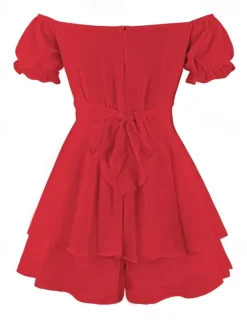 Clearance Women's Mini Dress A Line Dress Summer Dress Stylish Sexy Flared Sleeve Vacation Daily Date Regular Fit Plain Sleeveless Off Shoulder Black White Light Green Red Summer Women White Dresses