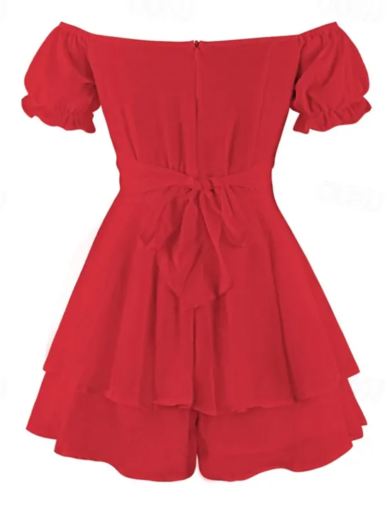 Clearance Women's Mini Dress A Line Dress Summer Dress Stylish Sexy Flared Sleeve Vacation Daily Date Regular Fit Plain Sleeveless Off Shoulder Black White Light Green Red Summer Women White Dresses
