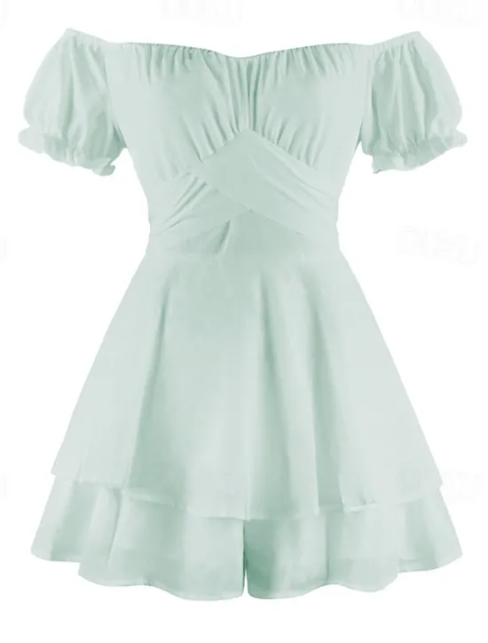 Clearance Women's Mini Dress A Line Dress Summer Dress Stylish Sexy Flared Sleeve Vacation Daily Date Regular Fit Plain Sleeveless Off Shoulder Black White Light Green Red Summer Women White Dresses