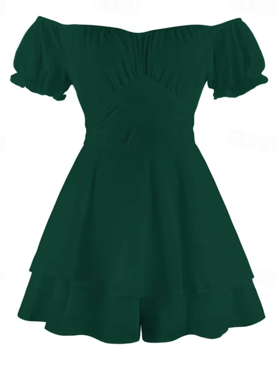 Clearance Women's Mini Dress A Line Dress Summer Dress Stylish Sexy Flared Sleeve Vacation Daily Date Regular Fit Plain Sleeveless Off Shoulder Black White Light Green Red Summer Women White Dresses