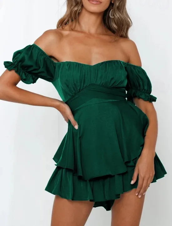 Clearance Women's Mini Dress A Line Dress Summer Dress Stylish Sexy Flared Sleeve Vacation Daily Date Regular Fit Plain Sleeveless Off Shoulder Black White Light Green Red Summer Women White Dresses