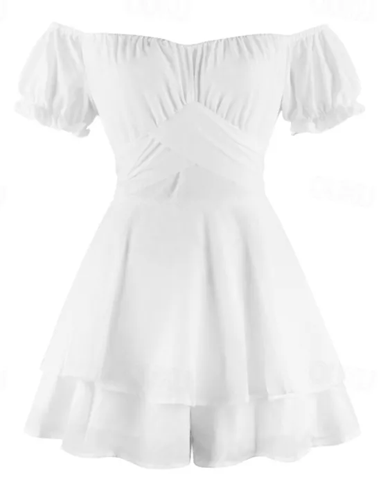 Clearance Women's Mini Dress A Line Dress Summer Dress Stylish Sexy Flared Sleeve Vacation Daily Date Regular Fit Plain Sleeveless Off Shoulder Black White Light Green Red Summer Women White Dresses