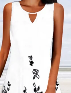 Sale Women's Mini Dress A Line Dress Slip Dress Off The Shoulder Dress Stylish Casual Vacation Daily Regular Fit Floral Sleeveless Crew Neck Black White Wine Blue Summer Women Sundresses