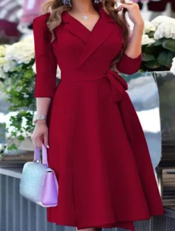 Outlet Women's Mini Dress Blazer Dress Work Dresses Fit And Flare Dress Basic Casual Vacation Daily Regular Fit Graphic Long Sleeve Lapel Black Pink Wine Blue Summer Women Work Dresses