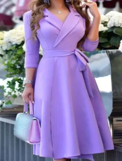 Outlet Women's Mini Dress Blazer Dress Work Dresses Fit And Flare Dress Basic Casual Vacation Daily Regular Fit Graphic Long Sleeve Lapel Black Pink Wine Blue Summer Women Work Dresses