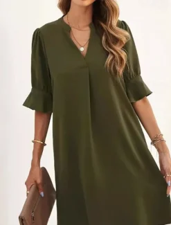 Discount Women's Mini Dress Casual Dress Classic Modern Daily Holiday Going out Regular Fit Plain Half Sleeve V Neck Summer Women Cocktail Dress