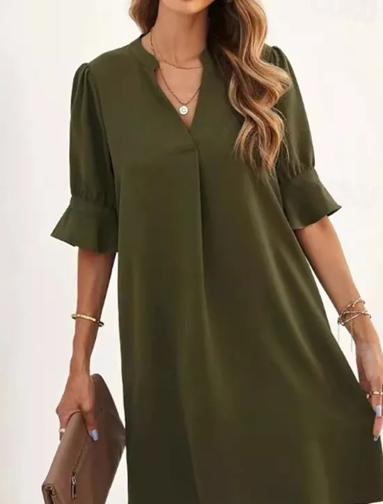 Discount Women's Mini Dress Casual Dress Classic Modern Daily Holiday Going out Regular Fit Plain Half Sleeve V Neck Summer Women Cocktail Dress