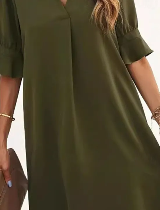 Discount Women's Mini Dress Casual Dress Classic Modern Daily Holiday Going out Regular Fit Plain Half Sleeve V Neck Summer Women Cocktail Dress