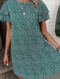 Women's Mini Dress Casual Dress Summer Dress Fashion Modern Daily Beach Weekend Regular Fit Graphic Short Sleeve Crew Neck Red Blue Green Summer Women Floral Dresses