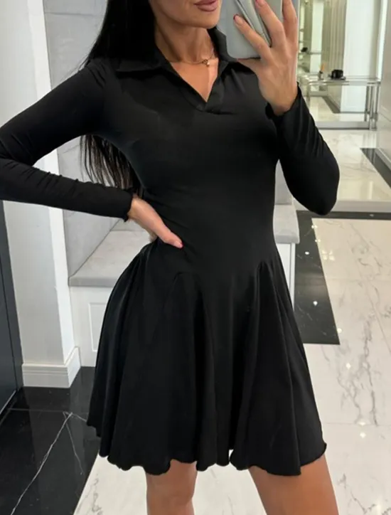 Sale Women's Mini Dress Casual Dress Fashion Classic Modern Outdoor Vacation Holiday Regular Fit Plain Long Sleeve Shirt Collar Black Brown Gray Summer Spring Women Cocktail Dress