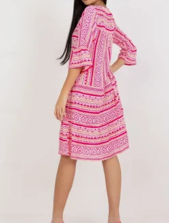Discount Women's Mini Dress Casual Dress Stylish Casual Vacation Daily Regular Fit Floral Geometric 3/4 Length Sleeve Notched Neck Summer Women Spring Dresses