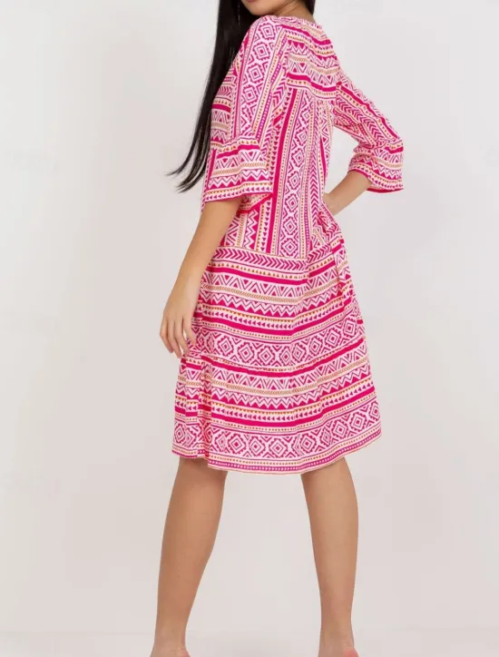 Discount Women's Mini Dress Casual Dress Stylish Casual Vacation Daily Regular Fit Floral Geometric 3/4 Length Sleeve Notched Neck Summer Women Spring Dresses