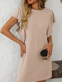 Women's Mini Dress Casual Dress Mini Dress Petite Dress A Line Dress Basic Birthday Vacation Work Casual Loose Fit Stripe Gingham Short Sleeve Crew Neck Pink Sky Blue Green Khaki Summer Spring Women T Shirt Dresses