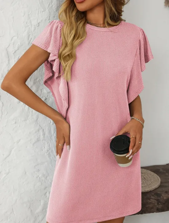 Women's Mini Dress Casual Dress Mini Dress Petite Dress A Line Dress Basic Birthday Vacation Work Casual Loose Fit Stripe Gingham Short Sleeve Crew Neck Pink Sky Blue Green Khaki Summer Spring Women T Shirt Dresses