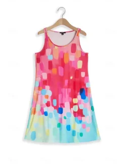 Online Women's Mini Dress Casual Dress Petite Dress Sundress Tank Dress Vintage Vacation Holiday Date Loose Fit Ombre Sleeveless Crew Neck Summer Women Sundresses