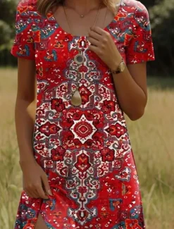 Online Women's Mini Dress Casual Dress Petite Dress T Shirt Dress Tee Dress Sundress Casual Vacation Casual Daily Regular Fit Floral Short Sleeve Crew Neck Black Red Navy Blue Green Summer Women Spring Dresses|T Shirt Dresses