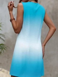 New Women's Mini Dress Casual Dress Petite Dress Sundress Summer Dress Stylish Classic Casual Vacation Daily Holiday Loose Fit Ombre Color Gradient Sleeveless Crew Neck Summer Spring Women Sundresses