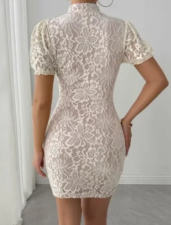 Best Women's Mini Dress Casual Dress Bodycon Summer Dress Fashion Romantic Modern Daily Beach Weekend Regular Fit Plain Short Sleeve Stand Collar Black White Summer Women White Dresses