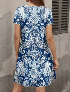 Women's Mini Dress Casual Dress Casual Daily Regular Fit Floral Graphic Short Sleeve Crew Neck Summer Women T Shirt Dresses
