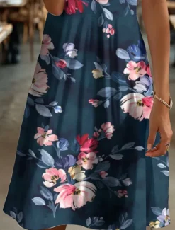 Best Women's Mini Dress Casual Dress T Shirt Dress Tee Dress Sundress A Line Dress Vacation Casual Boho Beach Regular Fit Floral Graphic Short Sleeve V Neck Red Blue Purple Brown Summer Spring Women Vacation Dresses