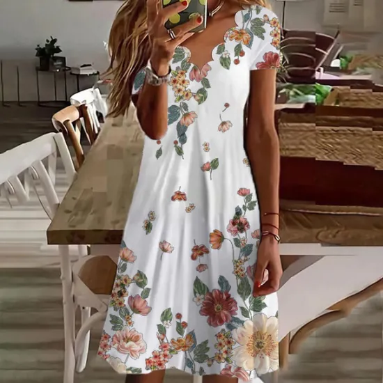 Sale Women's Mini Dress Casual Dress Petite Dress Sundress A Line Dress Bohemia Tropical Sexy Vacation Casual Daily Regular Fit Floral Short Sleeve Sweetheart White Purple Green Summer Spring Women Spring Dresses