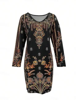 Discount Women's Mini Dress Casual Dress Winter Dress Semi Formal Dress Mini Dress Petite Dress Casual Daily Cocktail Party Regular Fit Floral V Neck Fall Winter Women Cocktail Dress
