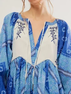 Outlet Women's Mini Dress Casual Dress Boho Dress Ethnic Casual Vacation Daily Regular Fit Floral Long Sleeve V Neck Wine Blue Green Spring Fall Women Spring Dresses