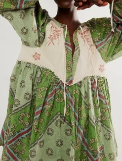 Outlet Women's Mini Dress Casual Dress Boho Dress Ethnic Casual Vacation Daily Regular Fit Floral Long Sleeve V Neck Wine Blue Green Spring Fall Women Spring Dresses