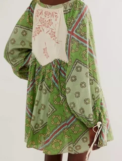 Outlet Women's Mini Dress Casual Dress Boho Dress Ethnic Casual Vacation Daily Regular Fit Floral Long Sleeve V Neck Wine Blue Green Spring Fall Women Spring Dresses