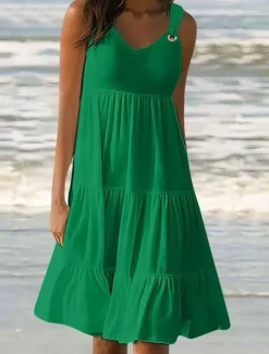 Outlet Women's Mini Dress Casual Dress Slip Dress Stylish Basic Casual Vacation Daily Regular Fit Plain Sleeveless V Neck Black White Yellow Pink Summer Spring Women Sundresses