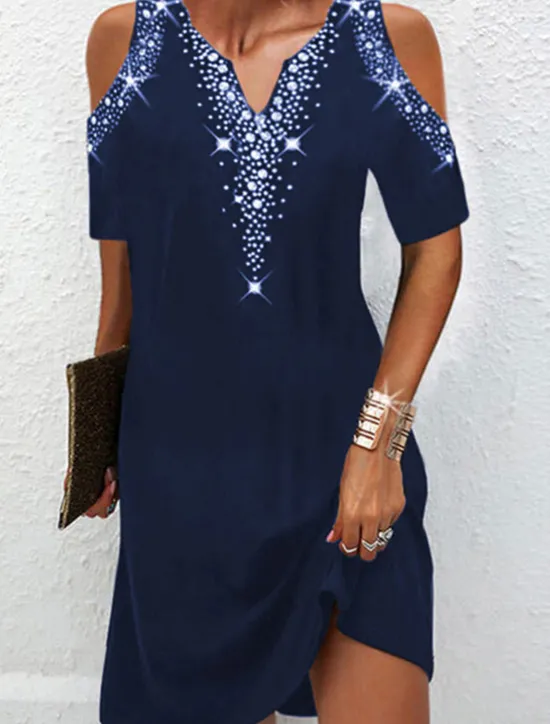 Clearance Women's Mini Dress Casual Dress Shift Dress Basic Vacation Daily Going out Regular Fit Print Dot Short Sleeve V Neck Black Wine Dark Blue Gray Summer Spring Women Cocktail Dress