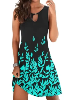 Discount Women's Mini Dress Casual Dress Sundress Shift Dress Basic Modern Casual Outdoor Vacation Daily Regular Fit Print Sleeveless Crew Neck Black gray Black Red Blue Summer Spring Women Floral Dresses|Spring Dresses