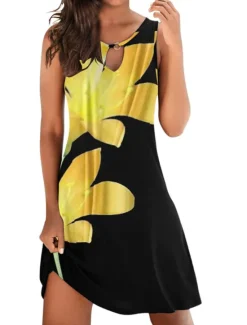 Discount Women's Mini Dress Casual Dress Sundress Shift Dress Basic Modern Casual Outdoor Vacation Daily Regular Fit Print Sleeveless Crew Neck Black gray Black Red Blue Summer Spring Women Floral Dresses|Spring Dresses