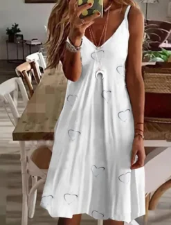 Best Women's Mini Dress Casual Dress Petite Dress Sundress Summer Dress Basic Sexy Casual Vacation Daily Holiday Regular Fit Heart LOVE Fruit Sleeveless V Neck Spaghetti Strap pineapple Flowers Women Sundresses