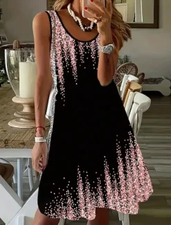 Best Women's Mini Dress Casual Dress Petite Dress Sundress Summer Dress Casual Vacation Daily Holiday Regular Fit Ombre Sleeveless Crew Neck Summer Women Sundresses
