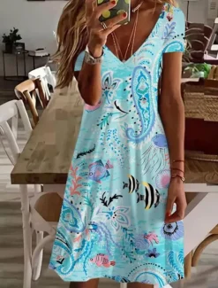 Women's Mini Dress Casual Dress Elegant Tropical Hawaiian Daily Regular Fit Floral Short Sleeve Crew Neck Summer Women T Shirt Dresses