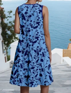 Women's Mini Dress Casual Dress Sundress Summer Dress Vacation Casual Vacation Daily Holiday Regular Fit Floral Graphic Sleeveless Crew Neck Summer Women Vacation Dresses