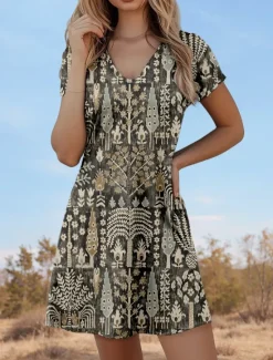 Clearance Women's Mini Dress Casual Dress Elegant Vintage Vacation Daily Regular Fit Ditsy Floral Short Sleeve Crew Neck Summer Spring Women T Shirt Dresses