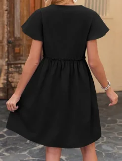 Clearance Women's Mini Dress Casual Dress A Line Dress Basic Casual Vacation Daily Regular Fit Plain Short Sleeve V Neck Black Navy Blue Green Khaki Summer Women Casual Dress