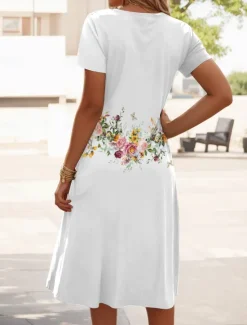 Sale Women's Mini Dress Casual Dress Elegant Tropical Hawaiian Daily Regular Fit Floral Short Sleeve Crew Neck Pearl Black Pink Blue Summer Women Spring Dresses|T Shirt Dresses