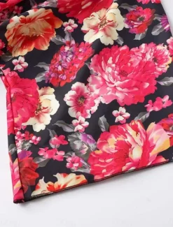 Women's Mini Dress Casual Dress A Line Dress Stylish Casual Vacation Daily Regular Fit Floral 3/4 Length Sleeve V Neck Black Red Summer Spring Women Spring Dresses