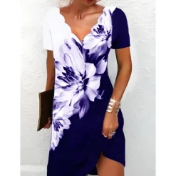 New Women's Mini Dress Casual Dress Petite Dress Sundress Shift Dress Fashion Stylish Basic Vacation Daily Date Regular Fit Floral Short Sleeve Sweetheart Black And White Black White Red Women Casual Dress