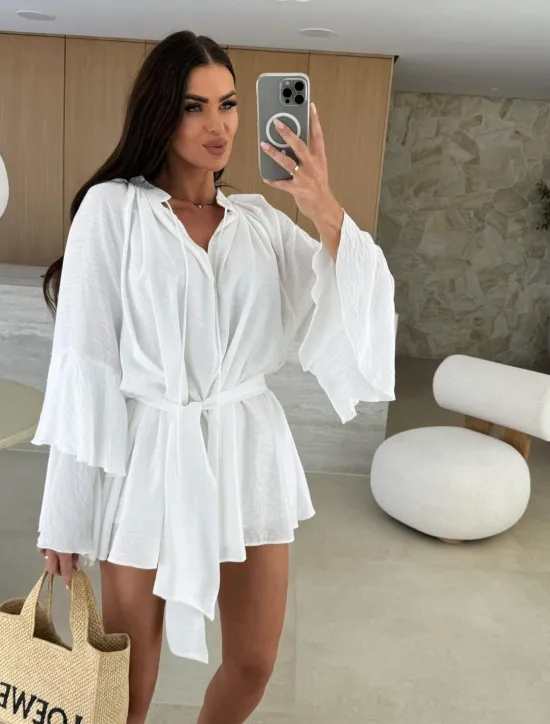 Women's Mini Dress Casual Dress Spring Dress Elegant Casual Daily Regular Fit Solid Color Long Sleeve V Neck Black White Pink Red Fall Women White Dresses