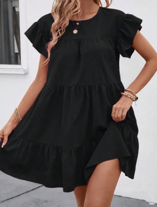 Clearance Women's Mini Dress Casual Dress Summer Dress Elegant Fashion Outdoor Holiday Date Regular Fit Plain Short Sleeve Crew Neck Black Blue Rose Red Summer Spring Women Work Dresses