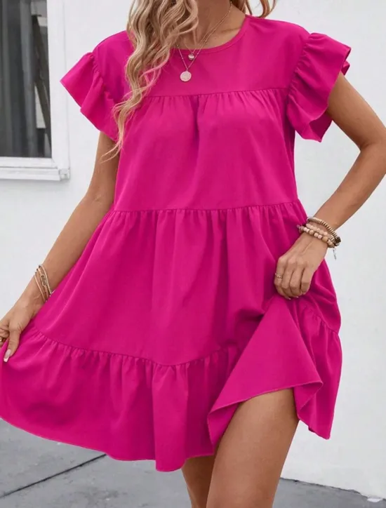 Clearance Women's Mini Dress Casual Dress Summer Dress Elegant Fashion Outdoor Holiday Date Regular Fit Plain Short Sleeve Crew Neck Black Blue Rose Red Summer Spring Women Work Dresses